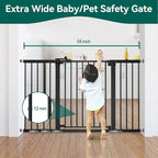 BABELIO Extra Wide Baby/Dog Gate PressGuard P7, 29-55" Auto Clos for The House and Doorway, Safety Pressure Mounted Pet Door, NO Need Tools and Drilling, Black