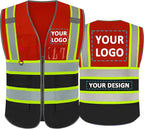 BeautyWill Custom Logo Safety Vest Class 2 High Visibility Reflective Vest for Men - Personalized Logo Team Vest