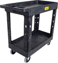 550lb Capacity Heavy Duty Plastic Utility Cart 34-1/2" L x 16-3/4" W with Handle 2 Shelves Pake Handling Tools