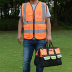 zojo High Visibility Safety Vests With Pockets, for Outdoor Works, Cycling, Jogging, Walking,Sports - Fits for Men and Women (Pack of 10, XL-Neon Orange)