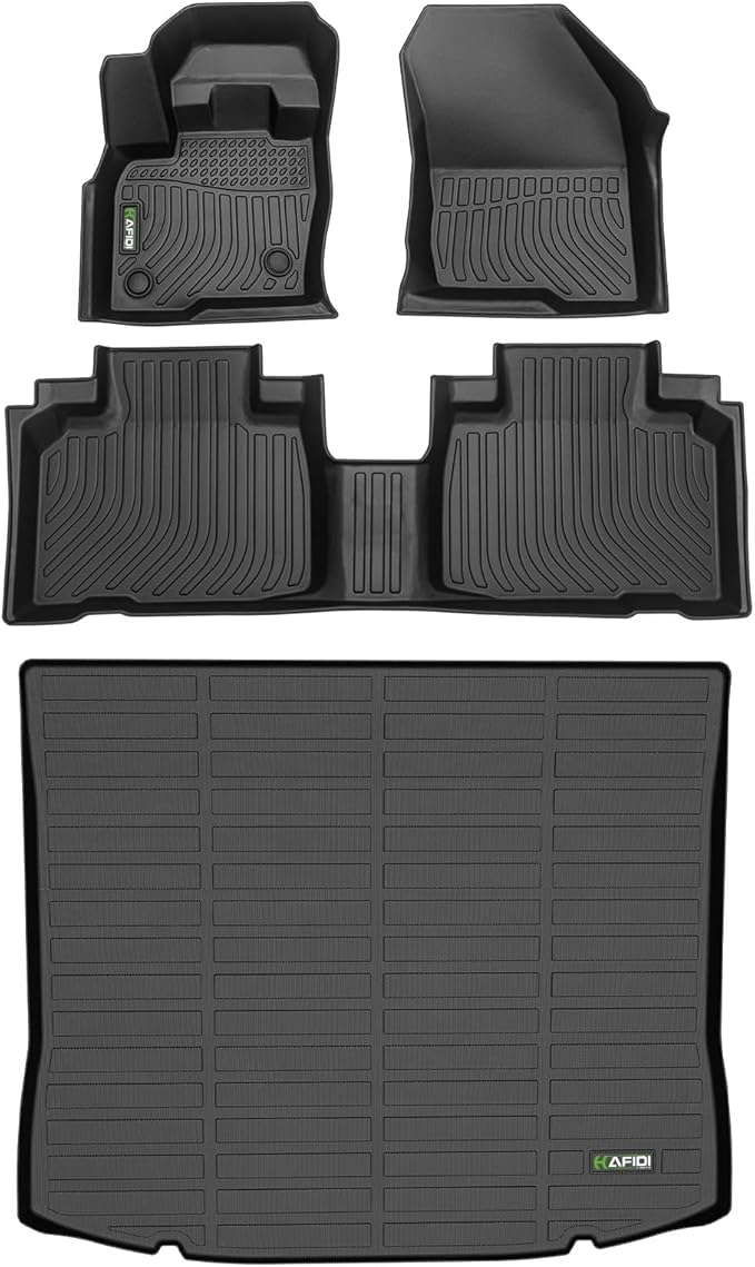 HAFIDI® Floor Mats & Cargo Liner Set Fit for 2016-2020 Kia Sorento (3rd Row Seats Folded Down for Trunk Installation) All Weather TPE Anti-Slip Car Full Set Floor Liners Custom Accessories - Black