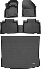 HAFIDI® Floor Mats & Cargo Liner Set Fit for 2016-2020 Kia Sorento (3rd Row Seats Folded Down for Trunk Installation) All Weather TPE Anti-Slip Car Full Set Floor Liners Custom Accessories - Black
