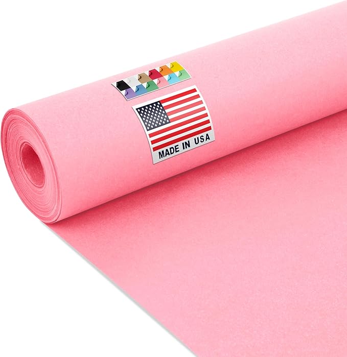 USA Made 24" x 1200" Pink Kraft Paper Roll, 45 lbs Thickness, American Quality Colored Kraft Paper for School, Poster Arts, Bulletin Board - Odorless, Non-Toxic, Safe for Kids