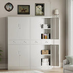 Metal Storage Cabinet with 2 Drawers 71" H,White Metal Garage Cabinets with 2 Lockable Doors and Adjustable Shelves Easy to Assemble for Home Office, Kitchen,Pantry,Garage,Warehouse