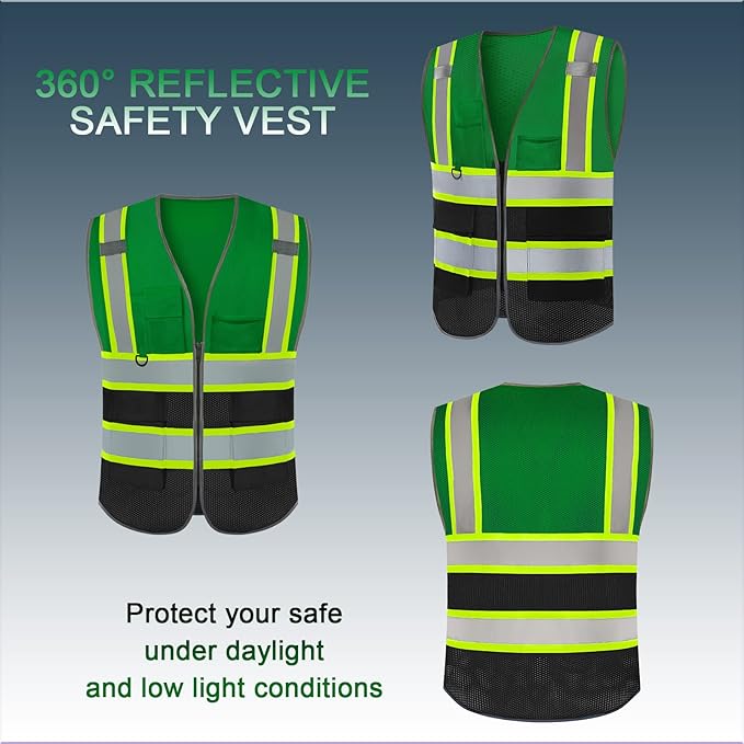 BeautyWill Custom Logo Safety Vest Class 2 High Visibility Reflective Vest for Men - Personalized Logo Team Vest