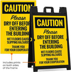 Caution Please Dry Off Wet Floor Sidewalk Sign Kit, 24x36 Inches, With A Frame Stand, Made in USA