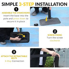 4-Pack 36" Yellow Crowd Control Stanchions, Heavy-Duty Rubber Rectangular Base with Space-Saving Design, 10ft Retractable Belt, Perfect for Indoor & Outdoor Safety Barriers