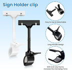 Mlici Sign Clips Merchandise Sign, Plastic Adjustable Clip Sign Holder Stand POP Clamp, 8 Pieces Clip-on Style Double Head Display Clips Rotating Swivel Sign Tag for Shelf Label Card