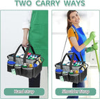 Boczif Cleaning Caddy Bag Wearable, Supplies Organizer With Handle, Shoulder Straps & Detachable Divide, Tool Organizers Tote for Cleaners & Housekeepers (Grey)