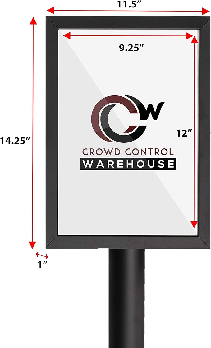 Crowd Control Warehouse Pedestal Standing Floor Sign Frame with Sloped Base, 11 x 14 Inch Vertical, Satin Stainless Steel