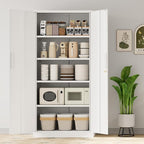 INTERGREAT Metal Storage Cabinet with Lock, 61" H Metal Cabinets Storage with 2 Doors and 4 Adjustable Shelves, Locking Garage Cabinet for Home Office, Kitchen, Bathroom (White)