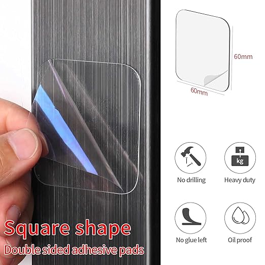 20PCS Double Sided Adhesive Pads for Mounting, 2.36inx2.36in, Sticky Tack Double Sided Tape for Walls Hanging, Two Sided Pre-Cut Squares, 2 Sided Nano Wall Mount Heavy Duty Pad Clear