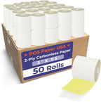 3" x 95' 2-Ply Carbonless Paper (50 Rolls/Case) - White/Yellow - BPA Free
