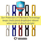 Montour Line Plastic Stanchion Red 2.5 Inch Diameter with 50 Foot Chain, 6-Pack, Crowd Control Barriers