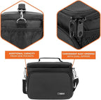 opux Insulated Lunch Bag for Men Women, Soft Lunch Box for Office Work School Picnic, Leakproof Lunch Cooler Bag with Shoulder Strap for Kid Adult Boy Girl, Medium Lunchbox Lunch Tote (Black)