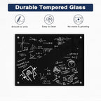 Black Dry Erase Board, 36" x 24" Magnetic Glass Whiteboard for Wall, Black Glass White Board with 1 Marker Tray and 3 Magnets for Office, Home, Classroom