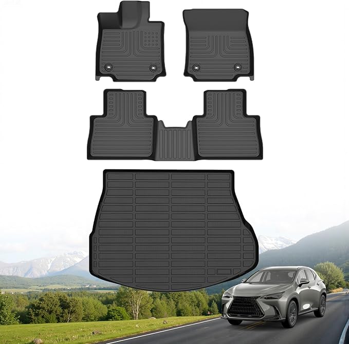 Hutisya-Floor Mats & Cargo Liner Fit for 2022-2025 Lexus NX/NX250/NX350/NX350 F Sport/NX350h/NX450h+/NX450h+ F Sport All Weather Protection Anti-Slip & Durable Full Set Liners Automotive Accessories