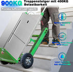 Electric Stair Climbing Dolly, 1250W Electric Stair Climbing Hand Truck, 900lbs Max Load Capacity, 3 Mode Folding Stair Climber Hand Trucks with Telescopic Handle for Moving (Green+Black/Big Wheels)
