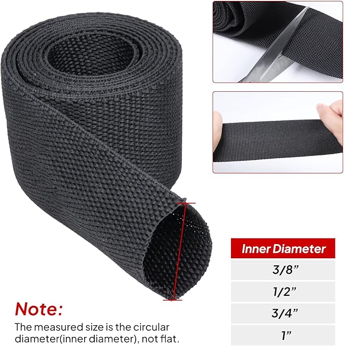 3/8" - 18 feet Cable Management Sleeving, 2:1 Fabric Heat Shrink Braided Sleeve Protector Cover Cable/Wire/Irregular Shape Hose