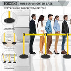 ECOSlGNS 6 Pack Stanchions with 10ft Retractable Belts - Yellow Stanchion Posts Set Crowd Control Barriers Line Dividers with Weighted Rubber Base & Sign Holders for Queue Management