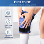 APEXUP Ice Pack for Knee Pain Relief, Large Reusable Wrap After Surgery, Flexible Gel Cold Pack for Injuries, Pain Relief for Back, Shoulder, Elbow, Ankle and Leg (Navy Blue, L, 1PK)