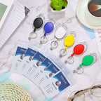 Laumoi 80 Packs Retractable ID Badge Holder Name ID Badge Reel Clips Keychain with Belt Clip and Key Ring for Office Worker Doctor Nurse Employee (Multicolor)