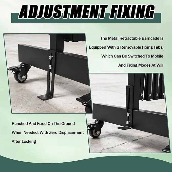 11 FT 44" High Industrial Metal Expandable Barricade，Retractable Traffic Fence with Casters, Folding Security Gate, Portable Barricade Gate for Construction Area, Traffic Control, Driveway and Garden