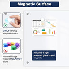 Magnetic Glass Whiteboard, 4' x 3' Glass Dry Erase Board for Wall, 48" x 36" Large Frameless White Board with 1 Marker Tray and 3 Magnets for Office, Home, Classroom - Ultra White