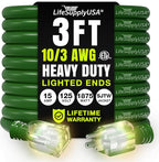 3ft Outdoor/Indoor Extension Cord 10/3 Gauge Ultra Heavy Duty 3 Prong SJTW, Waterproof, ETL Listed, Flexible Cold-Resistant Long Power Cord,15A 125V 1875W, Green by LifeSupplyUSA