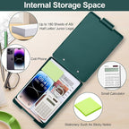 Small Clipboard with Storage, A5 Clipboards with Pen Holder, Half Letter Clip Boards 6x9 Mini Plastic Clipboard with Low Profile Clip for Classroom, School, Office Supplies (Emerald)