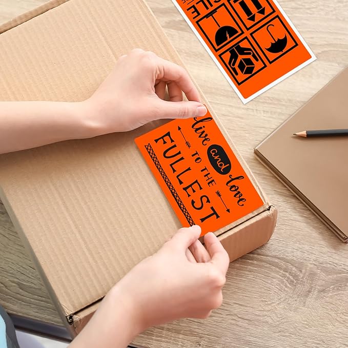 3x5 Inch Thermal Label Stickers,300Pcs Waterproof Rectangle Labels for Storage Bins,Moving Boxes,Address & Inventory Organization,Small Business Labeling,Fluorescent Orange