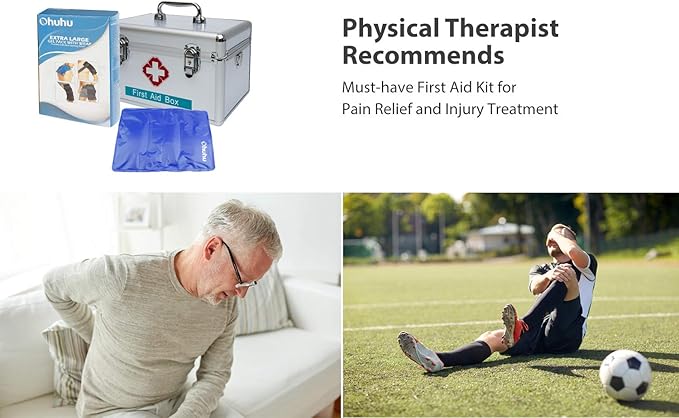 Ice Packs for Injuries 14" X 11": Ohuhu Hot Cold Gel Ice Pack X-Large Reusable Ice Packs with Wrap Flexible Pain Relief for Shoulder Legs Knee Back Hip Aches Injury Muscle Pain-Blue