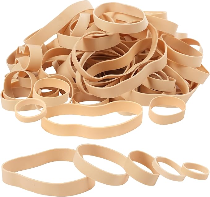HAIDIBAO-Rubber Bands Assorted Sizes 65Pcs Beige Mixed Wide Elastic Bands for Office Supplies Tactical Rubbers Bands size 105 size#82,size 84,1.5in,2inch
