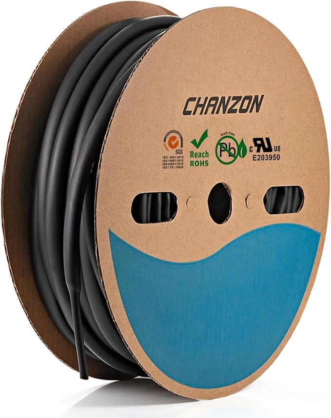 Chanzon 3:1 Ratio - 80ft Roll - Heat Shrink Tubing 5/16" (7.9mm) - Marine Grade Waterproof Adhesive Lined - (25M Total Length) Black Polyolefin Sleeving Wrap Shrinking 3 to 1 Ratio,1pcs