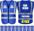 BeautyWill 10/20 Pack Custom Logo Safety Vest,Bulk High Visibility Class 2 Reflective Work Vests