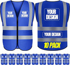 BeautyWill 10/20 Pack Custom Logo Safety Vest,Bulk High Visibility Class 2 Reflective Work Vests