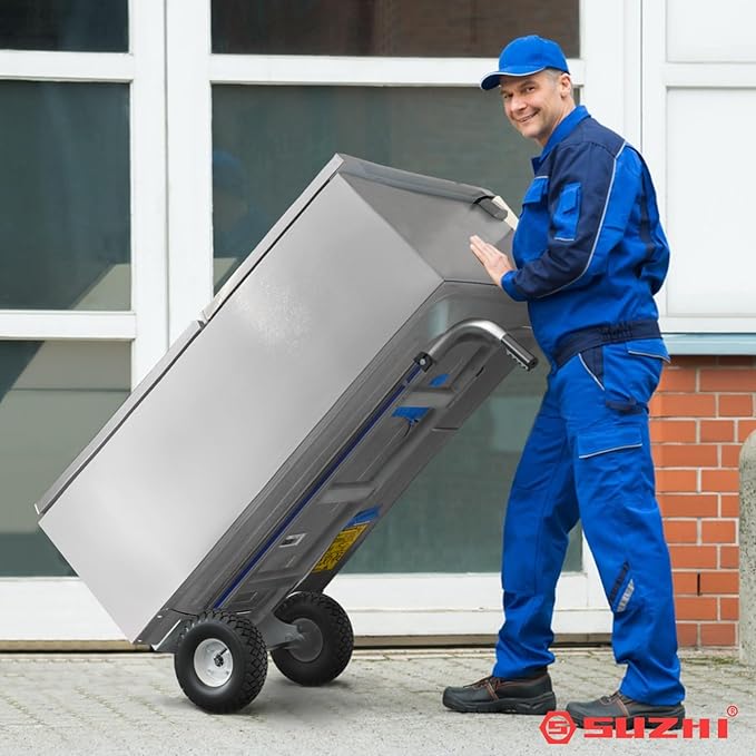Large Wheel Hand Truck/Two Wheel Appliance Dolly Cart with 2 Straps / 600lb Load/Heavy Duty/for Equipment/Furniture/Electrical Appliances/Large Cartons/Warehouse