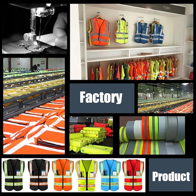 YOWESHOP High Visibility Reflective Safety Vest with Pockets Custom Your Logo Safety Workwear