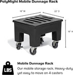 PolyMight Mobile Heavy-Duty Poly Dunnage Rack with Caster Wheels for Warehouses and Commercial Industrial Storage 18" x 22" x 16" with 600 lb Capacity