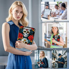 Clipboard with Storage Box & Pen Holder,Heavy Duty Clip Boards 8.5x11 for Nursing,High Capacity,School & Office Supplies,Skull Roses Pattern