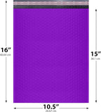 Purple 10.5x16 Inch Large Poly Bubble Mailers #5 | Padded Envelopes with Self Seal | Air Lined Cushioned Bubble Mailer | Usable Size 10.5x15 | 100 Pack Bulk | Lightweight shipping Bags