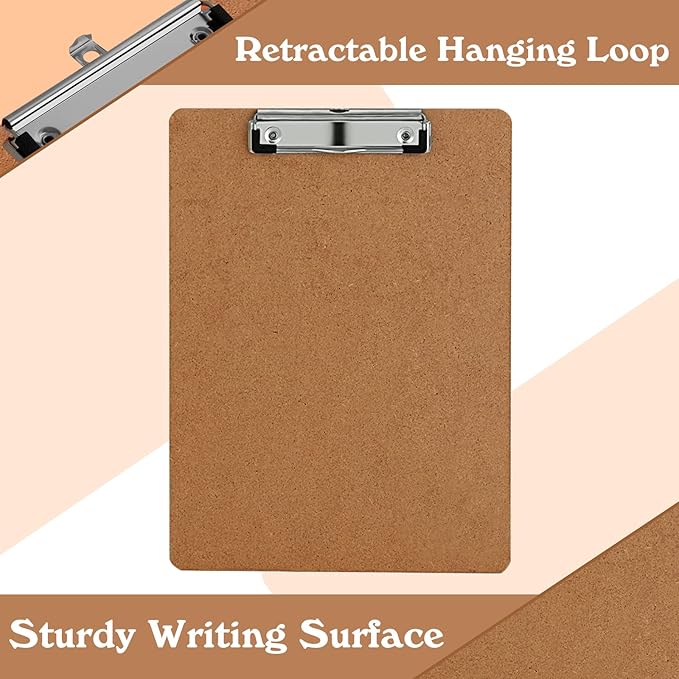Clipboards, PANDRI 26 Pack Hardboard Office Clipboards, Low Profile Clip, Clip Boards 8.5x11 Standard Letter Size, Classroom Supplies, ECO Friendly