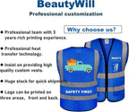 10 Pack Mesh Safety Vest Custom Logo High Visibility Reflective Vest with Pockets Security Work Vest（Blue，M）