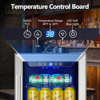 Kalamera 15 Inch 94 Cans Beverage Cooler Refrigerator,for Soda Beer Wine - Freestanding Beverage Fridge for Bedroom Office Bar,Adjustable Shelves & Digital Temperature Display