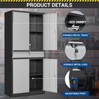 71" Metal Cabinet-Black&Gray Heavy Duty Storage File Cabinet Steel Tool Cabinets with Shelves, Lockable Doors and Drawers- for Garage, Pantry, Warehouse - Assembly Required
