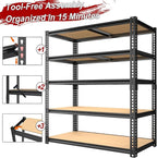 Garage Racks for Storage，5-Tier Adjustable Garage Shelving Storage Shelves,2400LBS Capacity Heavy Duty Shelving for Carport Warehouse Basement,72" H x40 W x20 D