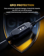 3 FT Auto GFCI Extension Cord Outdoor with 3 Prong Plugs, 12/3 SJTW Heavy Duty Power Cable with Multiple Outlets, 3 Outlets with Indicator Light, UL Listed, Black