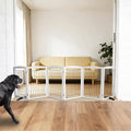 Dog Fence Indoor - 6-Panel Freestanding Dog Gate for Doorways, Hallways, House or Stairs -120x32-Inch Retractable Foldable Expandable Wood Pet by SFJC (White)