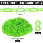 PATIKIL Plastic Chain Links, 100 Foot Safety Barrier Chain Green for Crowd Control, Queue Line, Parking, Fence, Gate, Concert, Construction Site and Decoration