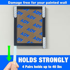 ADY Picture Hanging Strips Heavy Duty 40Pairs，Damage Free Removable Picture Hangers, Refill Adhesive Strips for Rent Room, Hook and Loop Strips Mounting Tape for Painted Wall